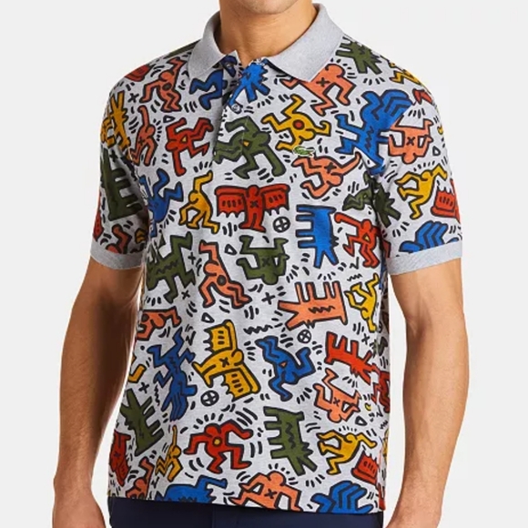 Lacoste Other - Lacoste x Keith Haring AOP Special Edition Classic Fit Mens Polo Shirt Size S